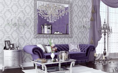 Interior decoration in lilac color