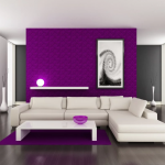 Bức tường màu tím trong phòng khách