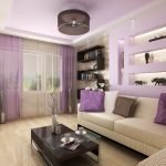Lilac κουρτίνες στο σαλόνι